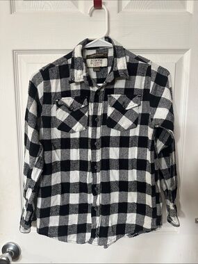 North Hudson Black & White Buffalo Plaid Button-Up Shirt